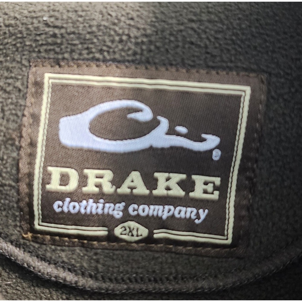 Drake Clothing Company Mens 2XL Brown Fleece Vest Full Zip Hunting Duck Logo - Picture 6 of 9
